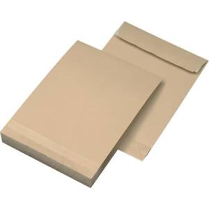 mayer-network Faltentaschen - B4, ohne Fenster, 40 mm-Falte, Klotzboden, haftklebend, 140 g/qm, braun, 100 Stück