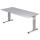 Hammerbacher Schreibtisch C-Fuß - 180 x 65-85 x 80 cm, höhenverstellbar, Grau/Silber