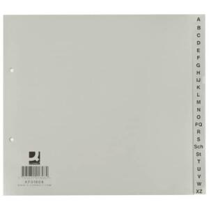 Q-Connect Register - A - Z, PP, ohne Index, A4, 21 cm hoch, 24 Blatt, grau
