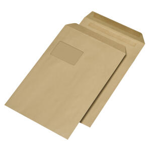 mayer-network Versandtaschen Recycling - C4 , mit Fenster, selbstklebend, 90 g/qm, braun, 250 Stück