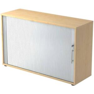 Hammerbacher Rollladenschrank - 2OH, 120 cm, Relinggriff, Ahorn/Silber