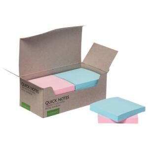 Q-Connect Haftnotizblock Recycling - 76 x 76 mm, pastell, 12 Stück