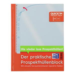 Prospekthüllenblock Economy A4, PP, 0,05mm, glasklar, 60 Stück