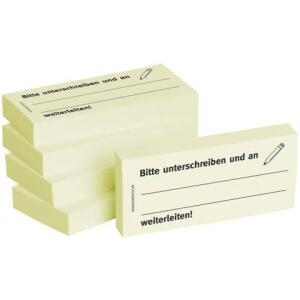 BIZSTIX Haftnotizen "Bitte unterschreiben und an, weiterleiten" - 75 x 35 mm, 5x 100 Blatt