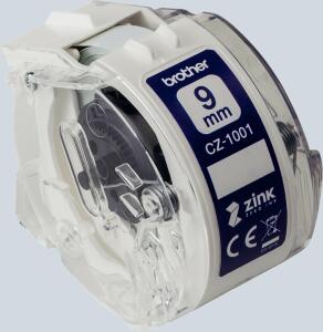 Rollenetiketten 9 mm weiß violett BROTHER CZ1001