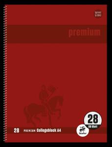Staufen Collegeblock A4 80Bl 90g Lin28 Premium O rot kariert mDR hfrei