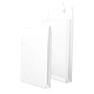 MAILmedia Faltentaschen - C4, ohne Fenster, 40 mm-Falte, Klotzboden, haftklebend, 140 g/qm, weiß, 100 Stück
