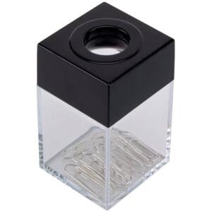 Q-Connect Büroklammernspender, eckig - schwarz/transparent, 42 x 70 x 42 mm