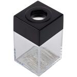 Q-Connect Büroklammernspender, eckig - schwarz/transparent, 42 x 70 x 42 mm