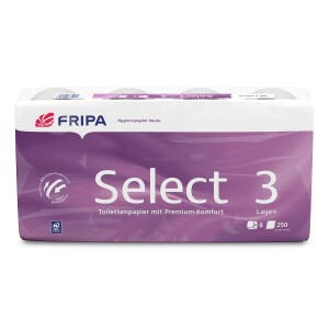 FRIPA Toilettenpapier Select - 3-lagig, geprägt, hochweiß, 8 Rollen à 250 Blatt