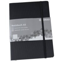 DONAU Notizbuch - A5, kariert, 192 Seiten, schwarz