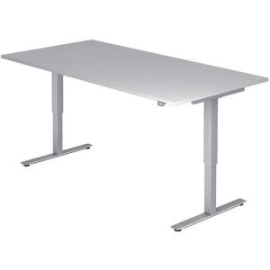 Hammerbacher Sitz-Steh-Schreibtisch mit T-Fuß - 180 x 72-119 x 80 cm, elektr. höhenverstellbar, Grau