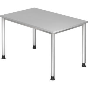 Hammerbacher Schreibtisch 4-Fuß-Gestell rund - 120 x 68-76 x 80 cm, höhenverstellbar, Grau/Silber