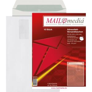 MAILmedia Versandtaschen B4, mit Adressfeldtasche, haftklebend, 120 g/qm, weiß, 10 Stück