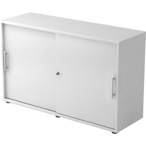 Hammerbacher Schiebetürschrank - 2OH, 120 cm, Relinggriff, Weiß/Weiß