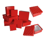 OOTB Rote Geschenkkartonage mit weißen Punkten