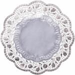 DEMMLER  Spitzenpapier Rose silber36cm 4St rund