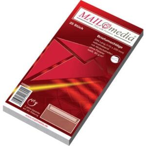 MAILmedia Briefumschläge DIN lang (220x110 mm), ohne Fenster, haftklebend, 80 g/qm, 25 Stück