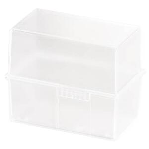 HAN Karteibox DIN A6 quer - für 400 Karten mit Stahlscharnier, transparent