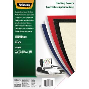 Fellowes Deckblätter Chromolux - A4, Karton 250 g/qm,  schwarz, 100 Stück