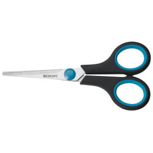 WESTCOTT Schere Easy Grip, rostfrei, gerade, symmetrisch, blau/schwarz, 13 cm
