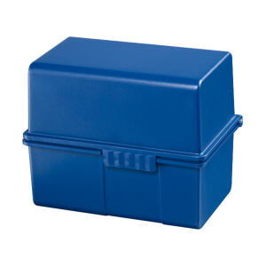 HAN Karteibox DIN A7 quer - für 300 Karten mit Stahlscharnier, blau