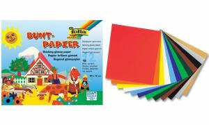 Glanzpapier 24x34cm Gummiert FOLIA 777 12BL Buntpapierheft