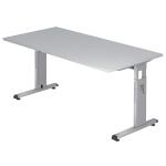 Schreibtisch C-Fuß - 160 x 65-85 x 80 cm, Grau/Silber