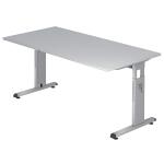 Schreibtisch C-Fuß - 160 x 65-85 x 80 cm, Grau/Silber