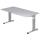 Hammerbacher Schreibtisch C-Fuß - 160 x 65-85 x 80 cm, höhenverstellbar, Grau/Silber