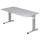 Schreibtisch C-Fuß - 160 x 65-85 x 80 cm, Grau/Silber
