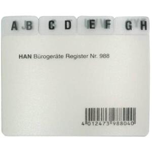 HAN Register A - Z, DIN A8 quer, 12-teilig, für Karteibox, Karteikästen/Tröge, grau