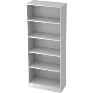 Hammerbacher Regal - breit, 5OH, 80 cm breit, Sockelblende, Weiß