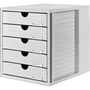 HAN Schubladenbox SYSTEMBOX - A4/C4, 5 geschlossene Schubladen, lichtgrau