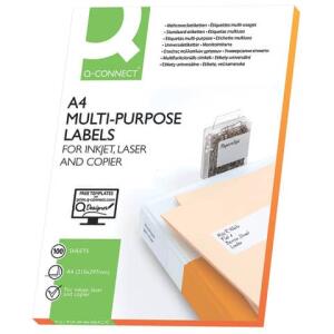 Q-Connect Inkjet+Laser+Kopier-Etiketten - 66,0x33,9 mm, weiß, 2400 Stück/100