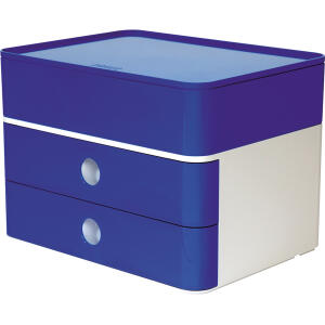 HAN SMART-BOX PLUS ALLISON Schubladenbox mit Utensilienbox - stapelbar, 2 Laden, snow white/royal blue