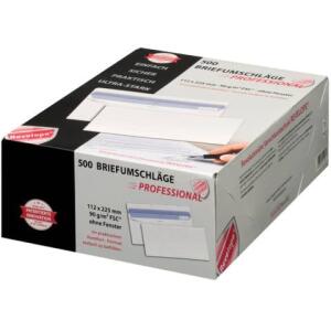 Professional Briefumschlag Revelope - 112 x 225 mm, o. Fenster, weiß,  90 g/qm, Innendruck, Revelope-Klebung, 500 Stück