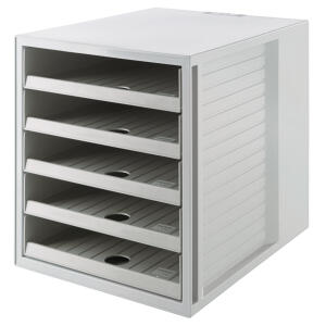 HAN Schubladenbox SCHRANK-SET KARMA - A4/C4, 5 offene Schubladen, öko-grau