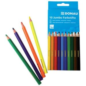 DONAU Farbstifte Jumbo - dreikant, 5 mm, 10 Farben, Kartonetui