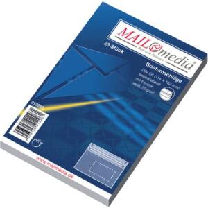 MAILmedia Briefumschläge C6 (162x114 mm), mit Fenster, selbstklebend, 72 g/qm, 25 Stück