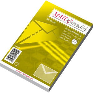 MAILmedia Briefumschläge C6 (162x114 mm), ohne Fenster, gummiert, 72 g/qm, 25 Stück