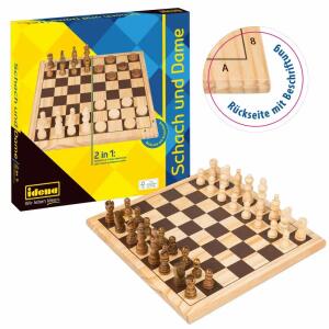IDENA  Idena 2in1 Schach FSC100%  und Dame 28,5x28,5cm, inklusive Spielfiguren für beide Spiele