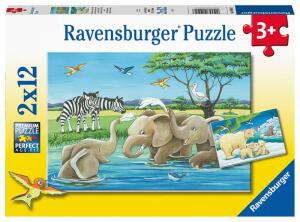 RAVENSBURGER  Ravensburger Puzzle  2x12 Teile Tierkinder, aus aller Welt, ab 3 Jahren