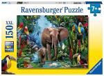 Puzzle 150 Teile XXL Elefanten, Dschungelelefanten, ab 7...