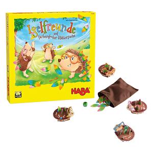 Spiel Igelfreunde auf farbenfroher, Blättersuche mit 3D Igel Figuren