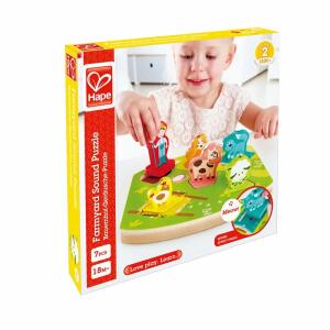 TOYNAMICS  Hape Puzzle aus Holz  Bauernhof Geräusche, es werden 2 AAA Batterien benötigt (nicht enthalten),, an 18 Monaten