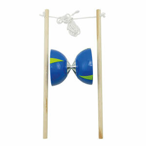 BEST Sport&Frei  Diabolo Set  blau grün, 1 Diabolo Doppelrolle aus Kunststoff mit Zinklegierung, und Metallverbindung, 2 Holzstäbe 11 x 37,5 cm, mit 1 Baumwollschnur