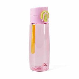LANNOO  Wasserflasche 650ml  Tritan pink, Wasserflasche mit Silikongriff, Deckel mit Druckknopf,, hochwertiges Tritan, spülmaschinenfest, 22x7x7cm, Lannoo