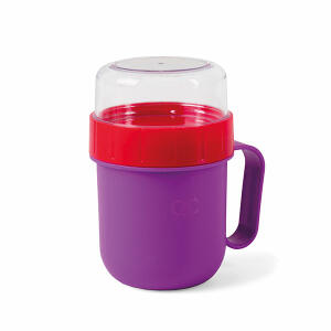 LANNOO  Lunchbecher 750ml  violett, transparenter Oberdeckel, Handgriff,, Fassungsvermögen 230+520ml, mirkrowellenfest,, spülmaschinenfest, 15x9,7x9,7cm, Lannoo