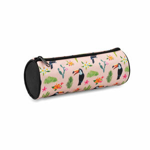 LANNOO  Stifteetui rund 23cm  Tukan, aus Polyester, mit Metallreißverschluss, Lannoo